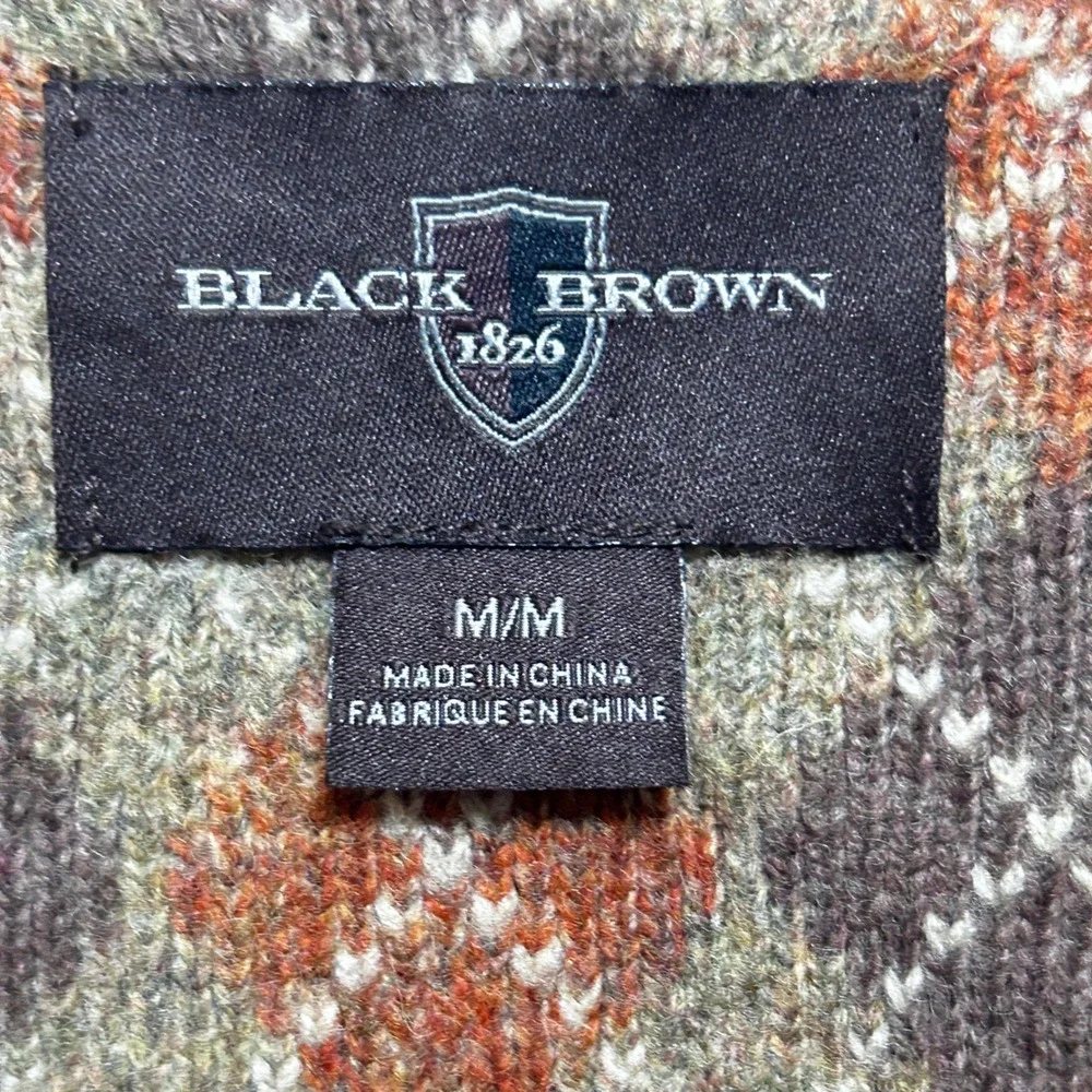 Black Brown 1826 Men M Merino Wool Sweater Rust Brown Lightweight Pullover